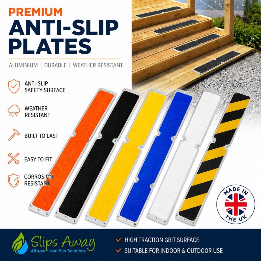 Anti Slip Decking Strips Aluminium Screw Down Plates - 115mm x 635mm - Slips Away - Decking strips - 1x Deck plate 115mm x 635mm black -