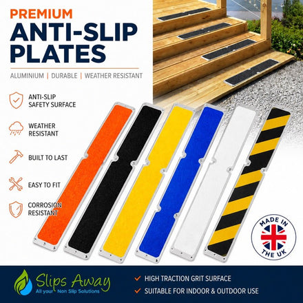 Anti Slip Decking Strips Aluminium Screw Down Plates - 115mm x 635mm - Slips Away - Decking strips - 1x Deck plate 115mm x 635mm black -