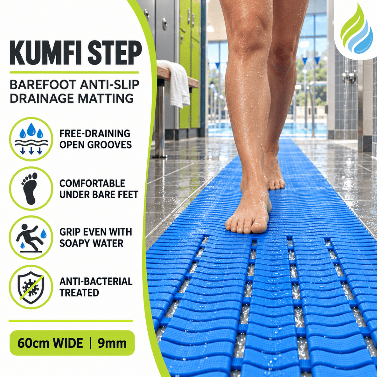 Anti-Slip Drainage Matting – Barefoot Safety Mat for Wet Areas, Pools & Changing Rooms - Slips Away -  -