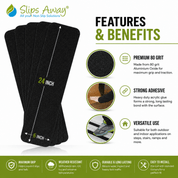 Anti-Slip Tape Treads 150mm x 610mm Black - High-Traction Non-Slip Safety Tape - 5x Pack - Slips Away - Anti slip tape - SA096 -