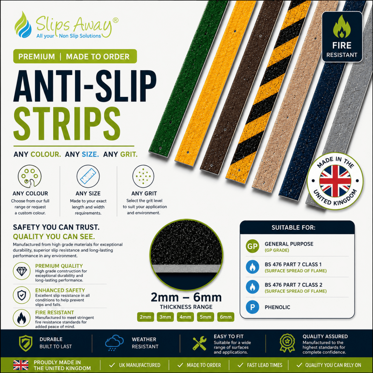 Bespoke UK-Made GRP Decking Strips - Custom Width, Length, Grit, Thickness & Colour - Slips Away - Bespoke Decking Strips - BESPOKE-DECK-ALL-OPTIONS-1 -