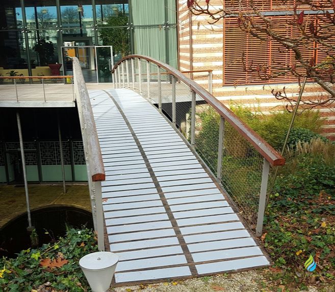 UK-made GRP decking strips in an outdoor application