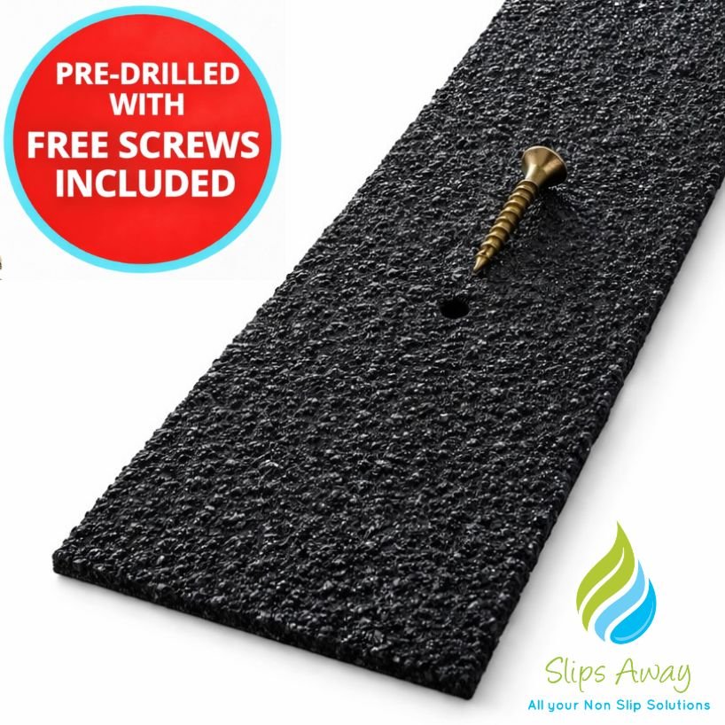 BLACK 50mm Wide Non - Slip Anti - Skid Decking Strips - Safety and Style for Outdoor Space - Slips Away - Decking strips - BLACK DECKING SAMPLE - 