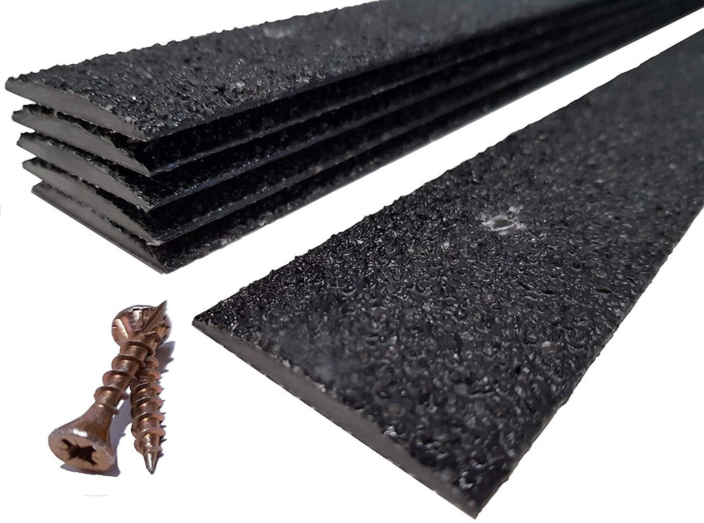 Black Anti - Slip Decking Strips – 50mm GRP Stair Treads for Outdoor Safety - Slips Away - Decking strips - Black 500mmx50mm - x1 - 