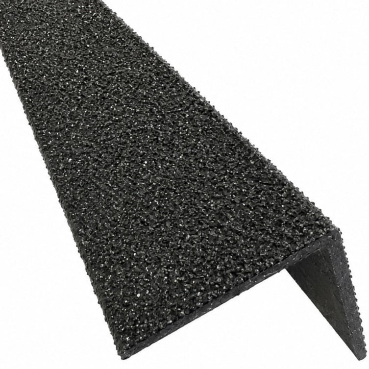 Black GRP Stair Nosings – Heavy-Duty Anti-Slip Safety Tread - Non-Slip Step Edge Protection (500mm - 3m) - Slips Away - Stair nosing - 1x GRP nosing black 500mm -