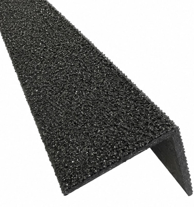 Black GRP Stair Nosings – Heavy-Duty Anti-Slip Safety Tread - Non-Slip Step Edge Protection (500mm - 3m) - Slips Away - Stair nosing - 1x GRP nosing black 500mm -
