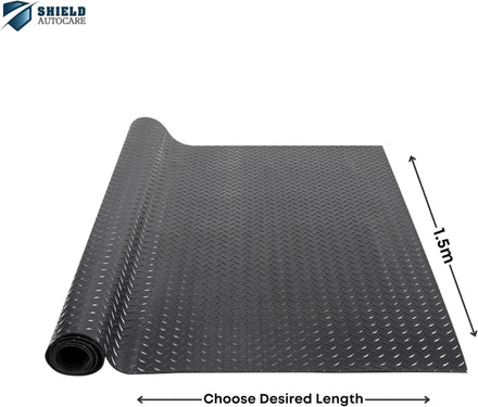 Black Rubber Matting Roll: Heavy-duty, Non-slip, waterproof flooring for indoor/outdoor use. Easy to cut. width, 3mm thickness