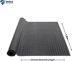 Black Rubber Matting Roll: Heavy-duty, Non-slip, waterproof flooring for indoor/outdoor use. Easy to cut. width, 3mm thickness
