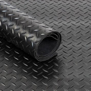 Black Rubber Matting Roll: Heavy-duty, Non-slip, waterproof flooring for indoor/outdoor use. Easy to cut. width, 3mm thickness