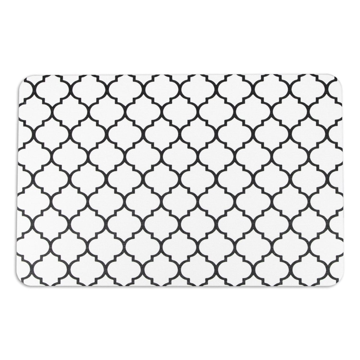 Black Trellis Bathmat - Boho Bath Mat - Non-Slip Mid Century Modern Mat - Retro Bath Rug- Minimalist Abstract Shapes - 39 X 60Cm - Slips Away - Bath mat - 1330598964 -