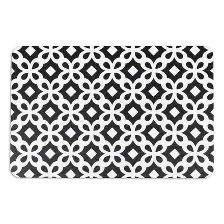 Black & White Pattern Bathmat - Boho Bath Mat - Non-Slip Mid Century Modern Mat - Retro Bath Rug- Minimalist Abstract Shapes - 39 X 60Cm - Slips Away - 1330533128 -