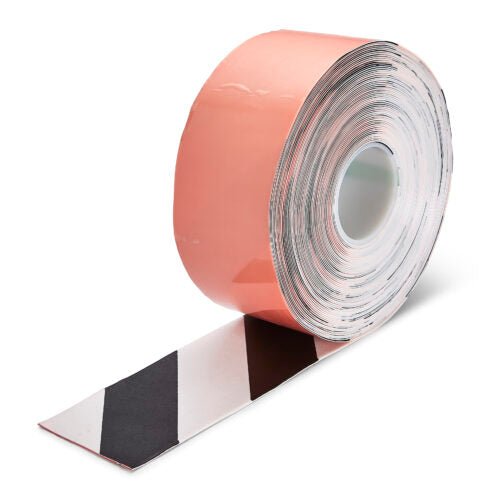 Black/White Aisle Marking Tape – Heavy - Duty Floor Line Marking for Warehouses & Industrial Safety - Slips Away - Anti slip tape - BLK/WTE/permstripe - H6901E 100mm - 