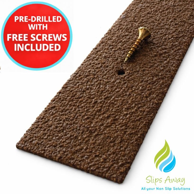 BROWN 50mm Wide Non - Slip Anti - Skid Decking Strips - Safety and Style for Outdoor Space - Slips Away - Decking strips - BROWN DECKING SAMPLE - 