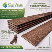 Brown Anti - Slip Decking Strips – 50mm GRP Stair Treads for Outdoor Safety - Slips Away - Decking strips - Brown 500mmx50mm - x1 - 