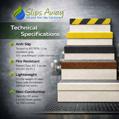 Brown GRP Stair Nosings – Heavy - Duty Anti - Slip Safety Tread - Non - Slip Step Edge Protection (500mm - 3m) - Slips Away - Stair nosing - 1x GRP nosing brown 500mm - 