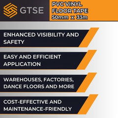 Bundle Deal - PVC Vinyl Floor Marking Tape – 12 Roll Bundle (50mm x 33m, 0.15mm Thick)