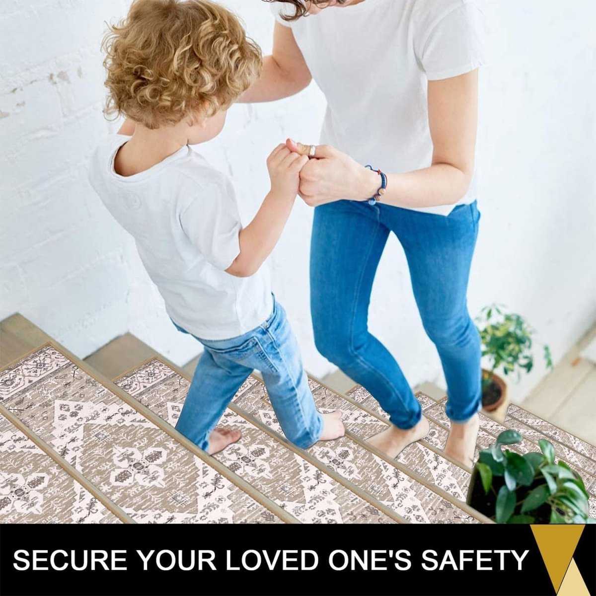 Carpet Treads for Stairs (20x76 cm) - Self - Adhesive, Non - Slip Stair Mats, Removable Carpet Tiles for Indoor Staircase Decoration - Slips Away - B0CQXG1YL9 - 