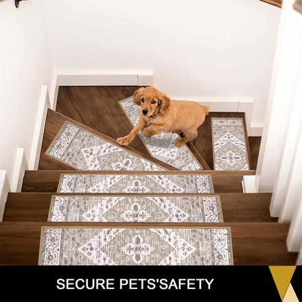 Carpet Treads for Stairs (20x76 cm) - Self - Adhesive, Non - Slip Stair Mats, Removable Carpet Tiles for Indoor Staircase Decoration - Slips Away - B0CQXG1YL9 - 