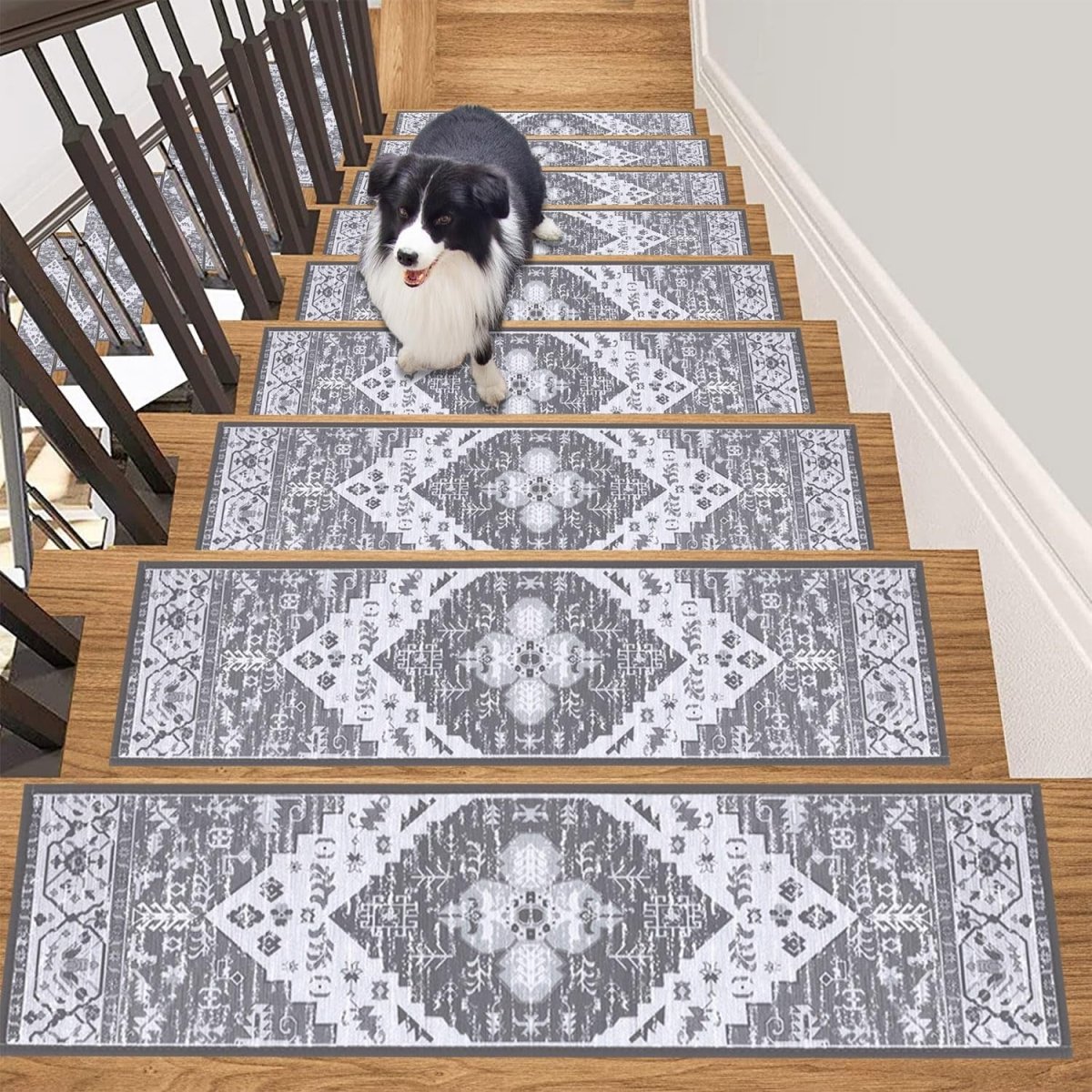 Carpet Treads for Stairs (20x76 cm) - Self - Adhesive, Non - Slip Stair Mats, Removable Carpet Tiles for Indoor Staircase Decoration - Slips Away - B0D9XQBGX2 - 