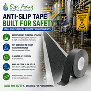 Chemical Resistant Safety - Grip Anti - Slip Tape Pro Standard, Course, Extra Course Grade - Slips Away - Anti slip tape - H3447N-Black-Chemical-Resistant-Safety-Grip-50mm - 