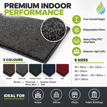 Commercial Plush Pile Entrance Mat – Durable, Anti-Slip Flooring for Heavy Traffic - Slips Away -  -