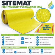 Custom Branded Construction Site Matting | Anti-Slip Logo Mat | Yellow 100cm x 5m or 10m Roll - Slips Away - CR2100-1YL -
