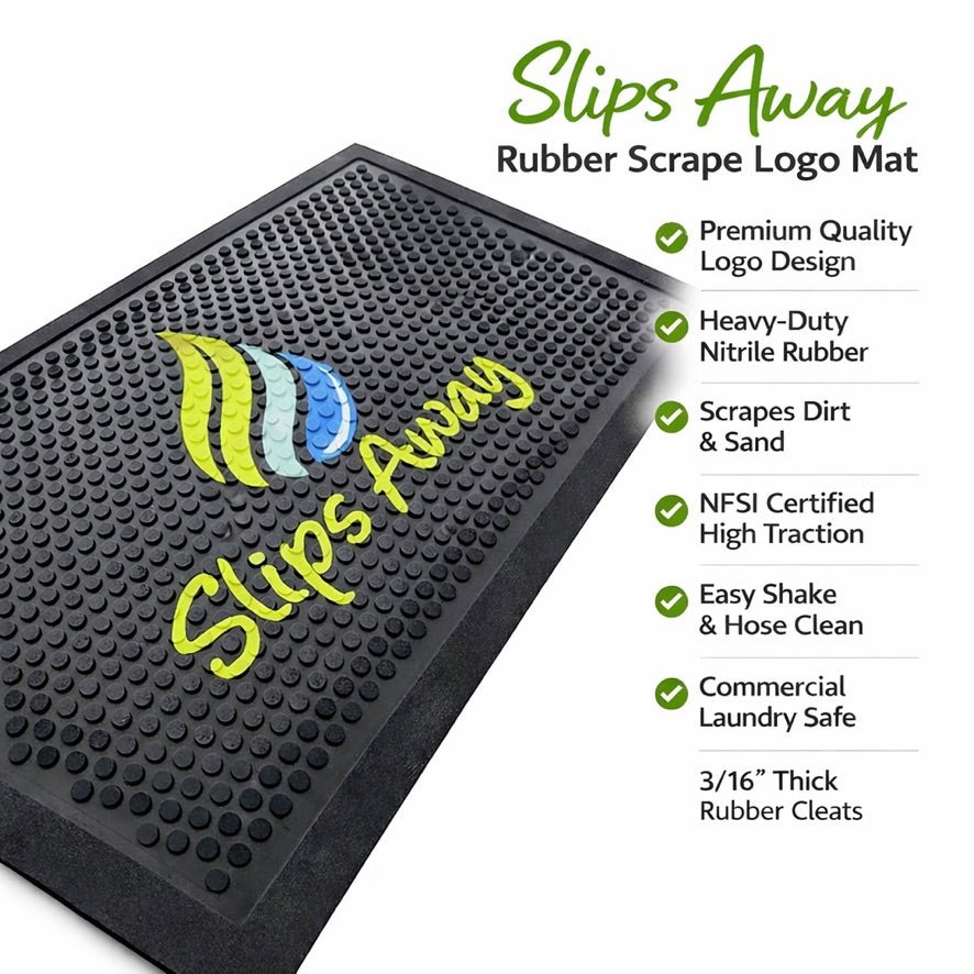 Custom Logo Rubber SuperScrape™ Floor Mat – Personalised Heavy Duty Scraper Mat - Slips Away -  - 