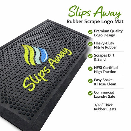 Custom Logo Rubber SuperScrape™ Floor Mat – Personalised Heavy Duty Scraper Mat - Slips Away -  - 