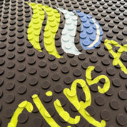 Close-up of a Personalised Custom logo mat  from i on a rubber bobble textured surface.