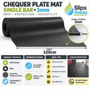 Cut to Size Chequer Plate Rubber Matting (1-10m) - 3mm Safety & Slip Protection - Slips Away - CR3122-1C -