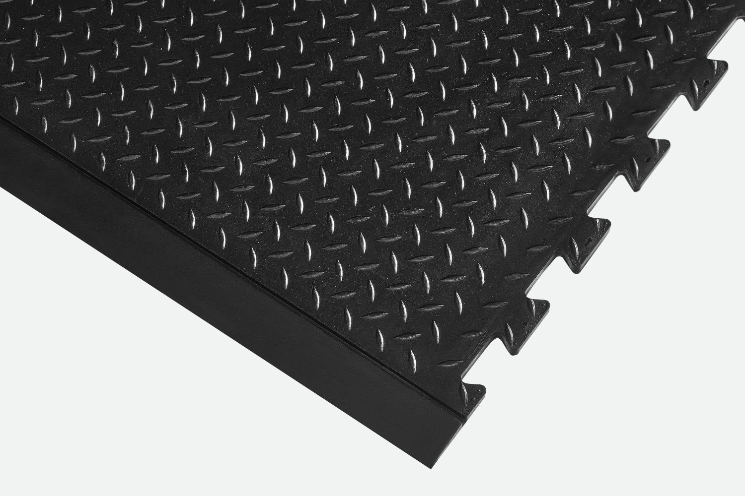 Diamond Interlock Rubber Mat: Anti-fatigue and slip-resistant. Ideal for simple on-site installation in industrial environments.
