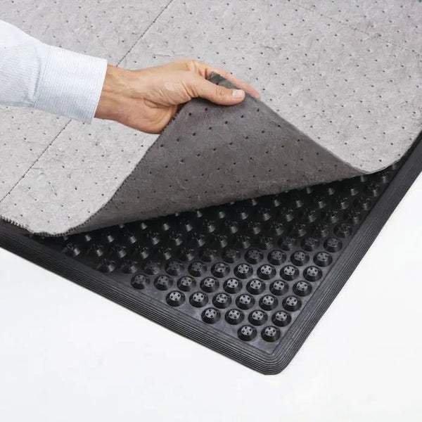 Ecosorb Heavy-Duty Anti-Fatigue Mat | Oil & Liquid Absorbent Nitrile Rubber Mat - Slips Away - ES3660 -