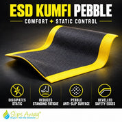 ESD Kumfi Pebble anti-fatigue mat - anti-static vinyl safety mat with bevelled edges - Cut to size. - Slips Away - EP2436BL -