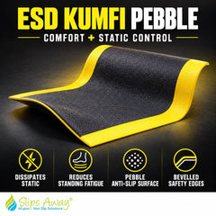 ESD Kumfi Pebble anti-fatigue mat - anti-static vinyl safety mat with bevelled edges - Cut to size. - Slips Away - EP2436BL -