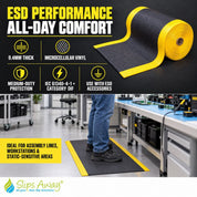 ESD Kumfi Pebble anti-fatigue mat - anti-static vinyl safety mat with bevelled edges - Cut to size. - Slips Away - EP2436BL -