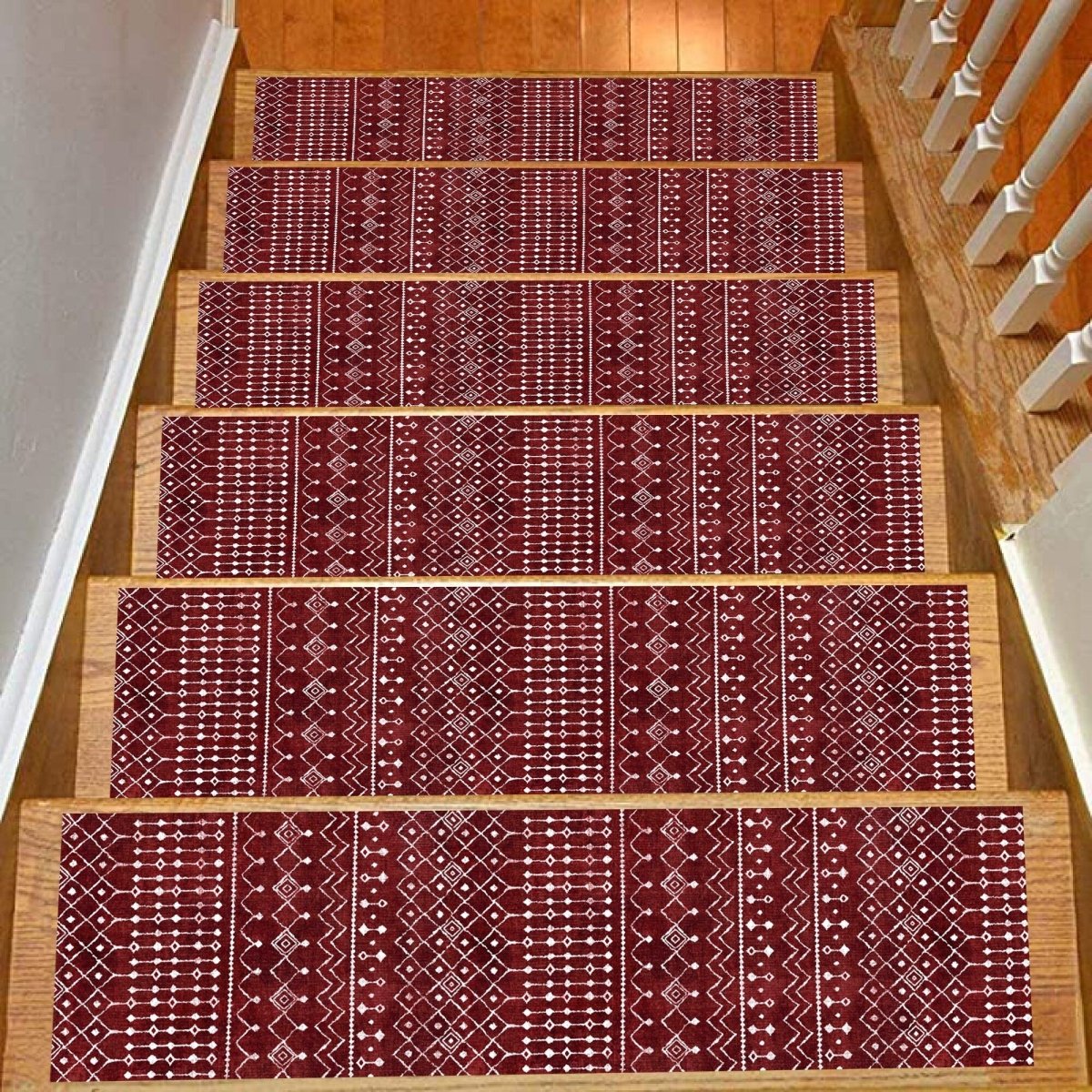 Ethnic Stair Treads Rug, Stair Carpet, Aesthetic Stair Runner, Ultra Thin Stair Mat, Modern Step Pad, Non-Slip Treads,Machine Washable Rug - Slips Away - stair treads - 1541312799_3746860127 -