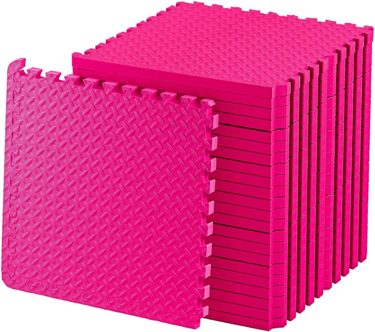 Exercise Foam Mat: Anti-Fatigue Interlocking EVA Floor Tiles with Edges. Gym Flooring Mats - 4 Tiles (16 sq ft).
