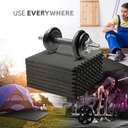 Exercise Foam Mat: Anti-Fatigue Interlocking EVA Floor Tiles with Edges. Gym Flooring Mats - 4 Tiles (16 sq ft).