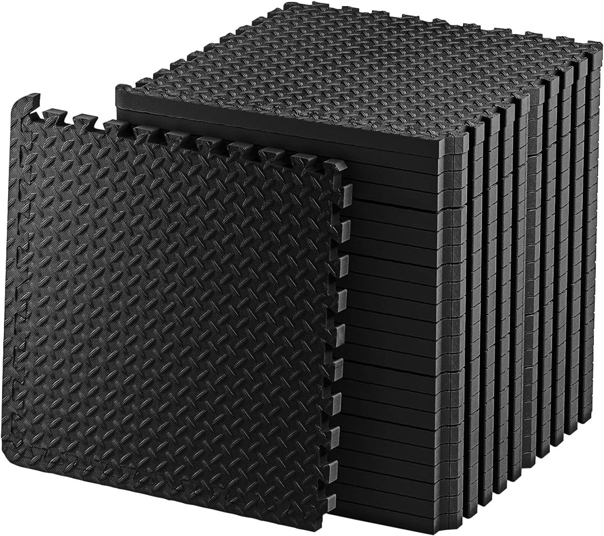 Exercise Foam Mat: Anti-Fatigue Interlocking EVA Floor Tiles with Edges. Gym Flooring Mats - 4 Tiles (16 sq ft).