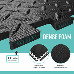 Exercise Foam Mat: Anti-Fatigue Interlocking EVA Floor Tiles with Edges. Gym Flooring Mats - 4 Tiles (16 sq ft).