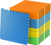 Exercise Foam Mat: Anti-Fatigue Interlocking EVA Floor Tiles with Edges. Gym Flooring Mats - 4 Tiles (16 sq ft).