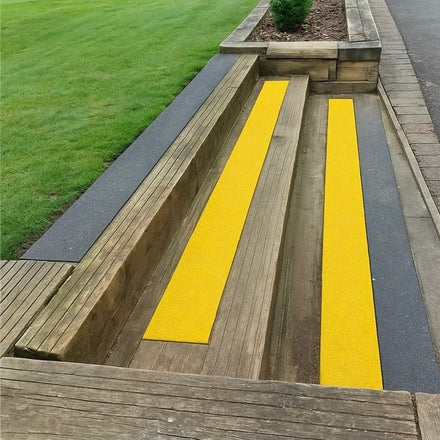 Extra Wide Non Slip Decking Strips GRP Heavy Duty Pro Grade 90mm - YELLOW - Slips Away - Decking strips - yellow 600mm x 90mm x1 - 