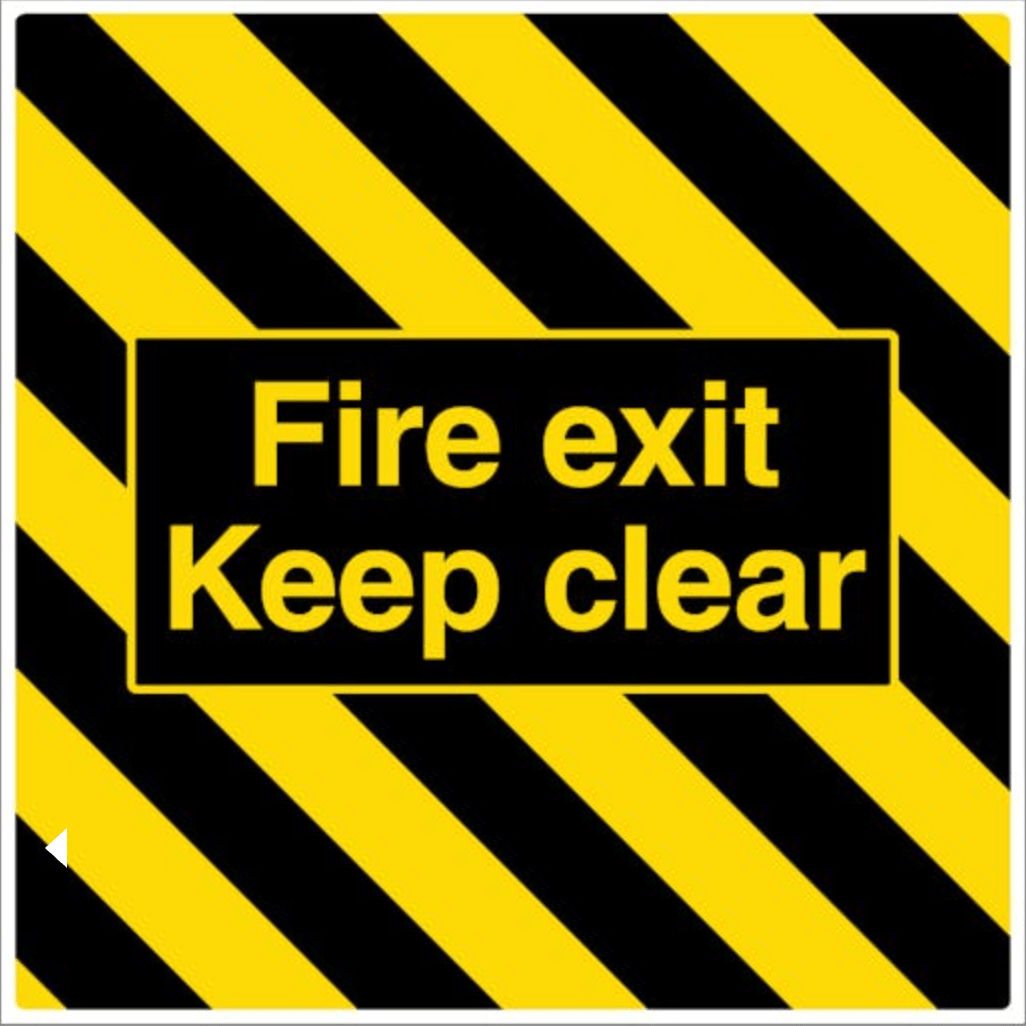Fire Escape Floor Markings – Anti - Slip Fire Exit Keep Clear Floor Sign | Black & Yellow Safety Marking | 1m x 1m or 1m x 1.5m - Slips Away - Anti slip tape - fire exit 1 metre x 1 metre - 