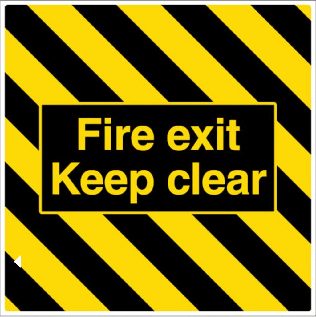 Fire Escape Floor Markings – Anti - Slip Fire Exit Keep Clear Floor Sign | Black & Yellow Safety Marking | 1m x 1m or 1m x 1.5m - Slips Away - Anti slip tape - fire exit 1 metre x 1 metre - 