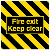 Fire Escape Floor Markings – Anti - Slip Fire Exit Keep Clear Floor Sign | Black & Yellow Safety Marking | 1m x 1m or 1m x 1.5m - Slips Away - Anti slip tape - fire exit 1 metre x 1 metre - 