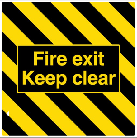 Fire Escape Floor Markings – Anti - Slip Fire Exit Keep Clear Floor Sign | Black & Yellow Safety Marking | 1m x 1m or 1m x 1.5m - Slips Away - Anti slip tape - fire exit 1 metre x 1 metre - 