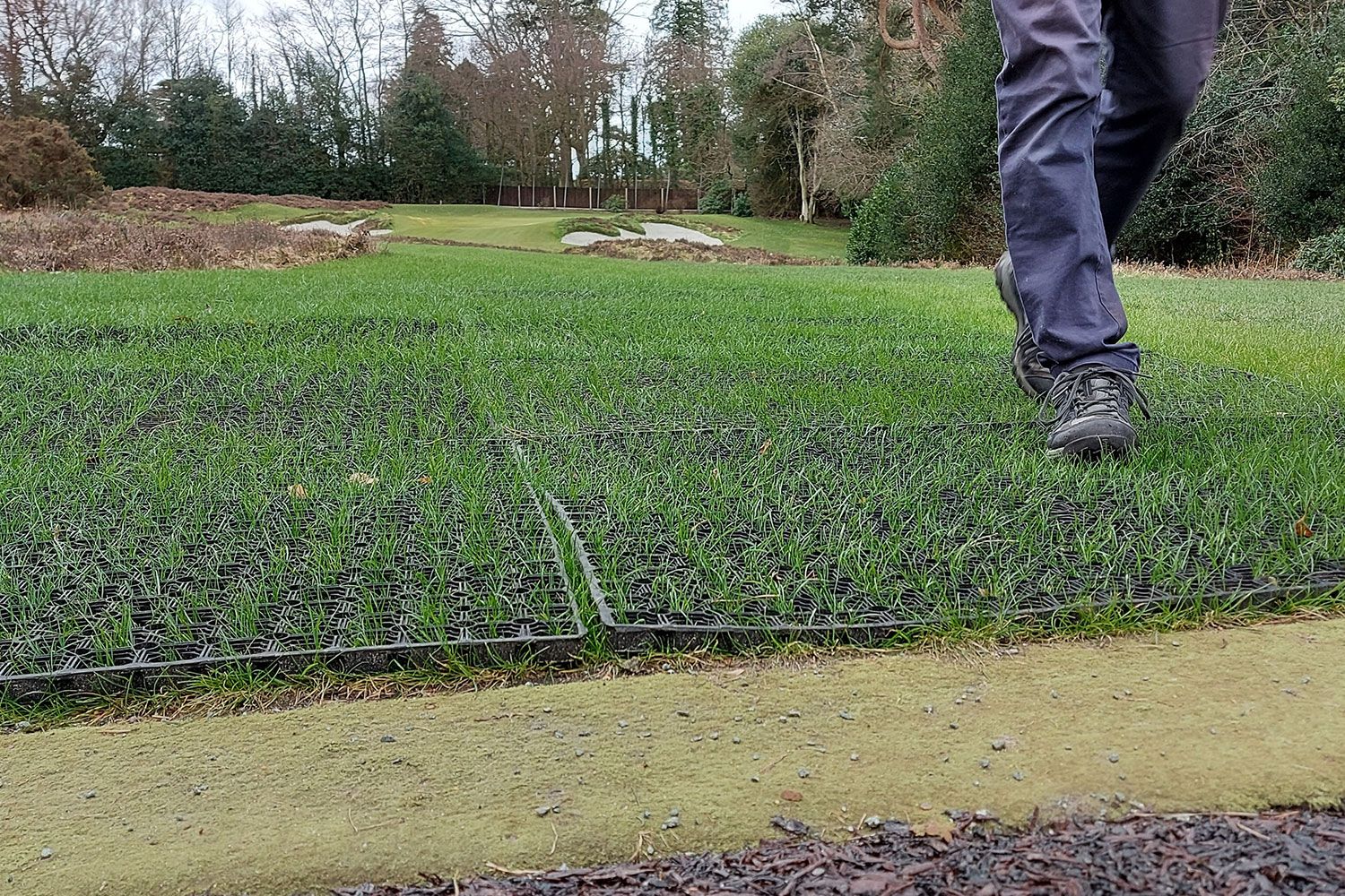 Rubber Grass Matting Roll L10.5m x W1m Safe Construction Walkway & 23mm Thickness