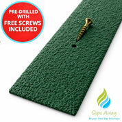 Green textured strip with a screw pre-drilled, featuring 'Slips Away' logo.
