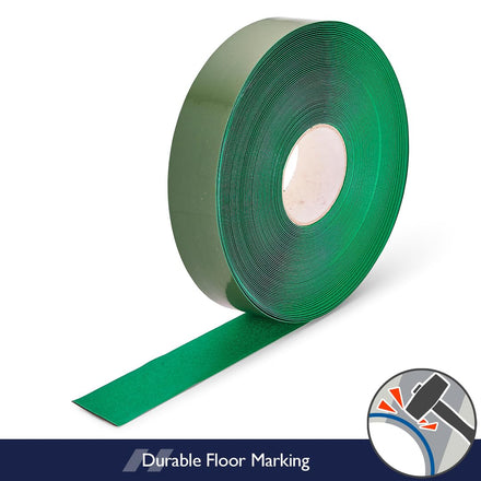 Green Aisle Marking Tape – Heavy - Duty Floor Line Marking for Warehouses & Industrial Safety - Slips Away - Anti slip tape - Grn/permstripe - H6901V 50mm - 