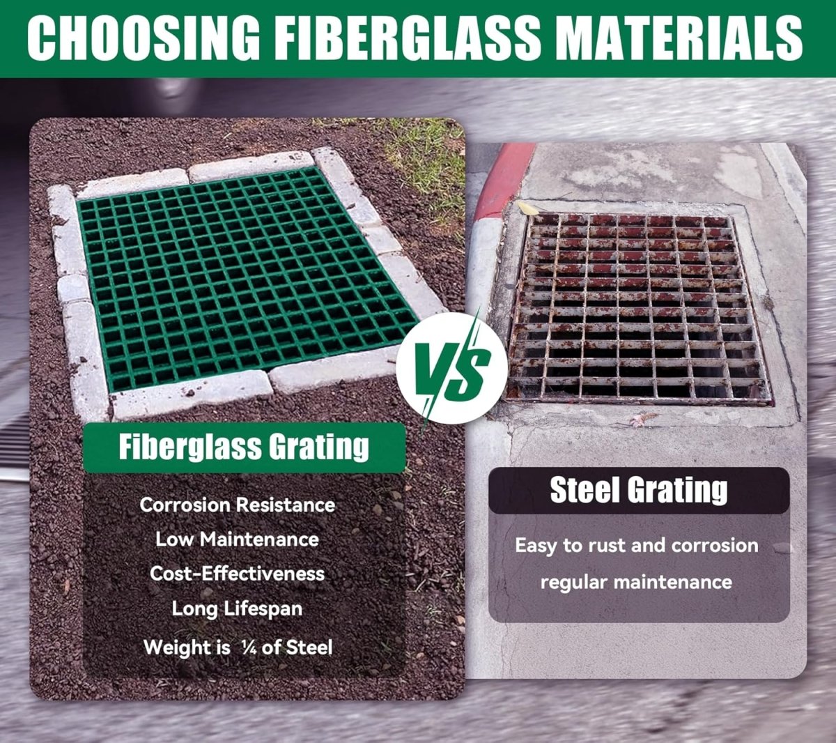 Green GRP Open Mesh Grating Panels – Anti - Slip & Corrosion - Resistant for Walkways & Platforms - Slips Away - GRP MESH GRATING - GRN GRP MESH 2000x1000x25 - 